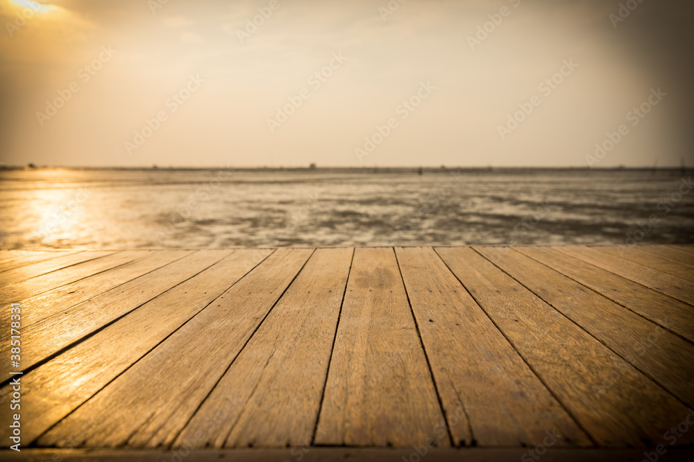 Wood floor extending into the sea Wood floor extending into the sea
