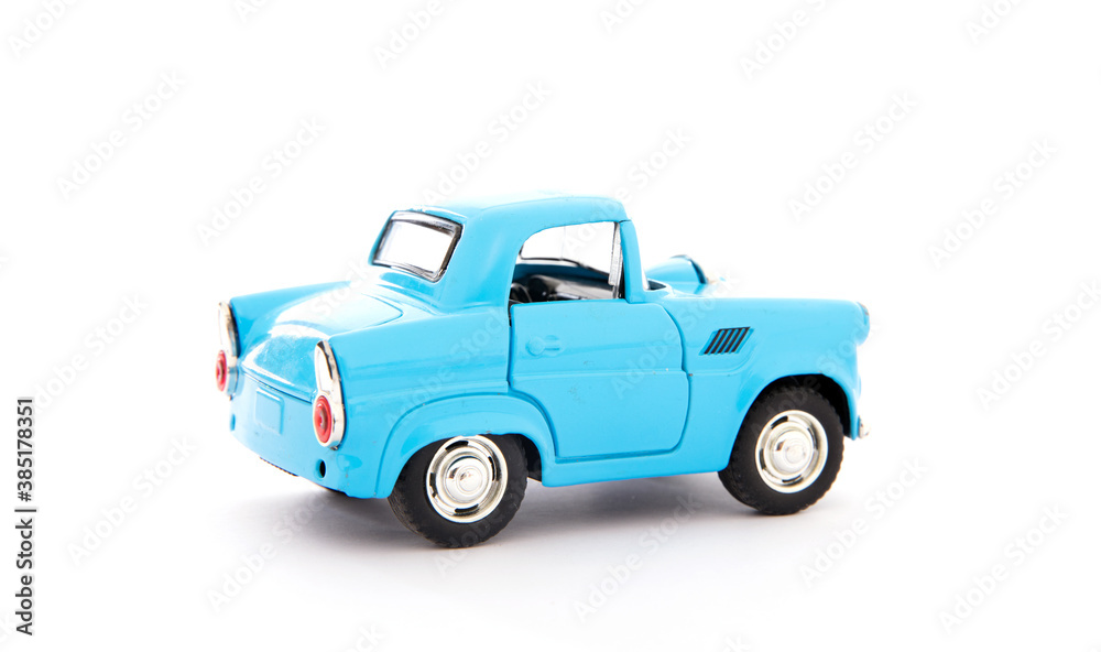 Model of a blue car on white background