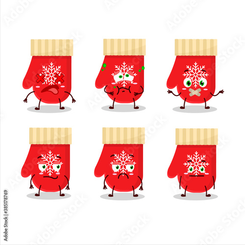 Red gloves cartoon character with nope expression