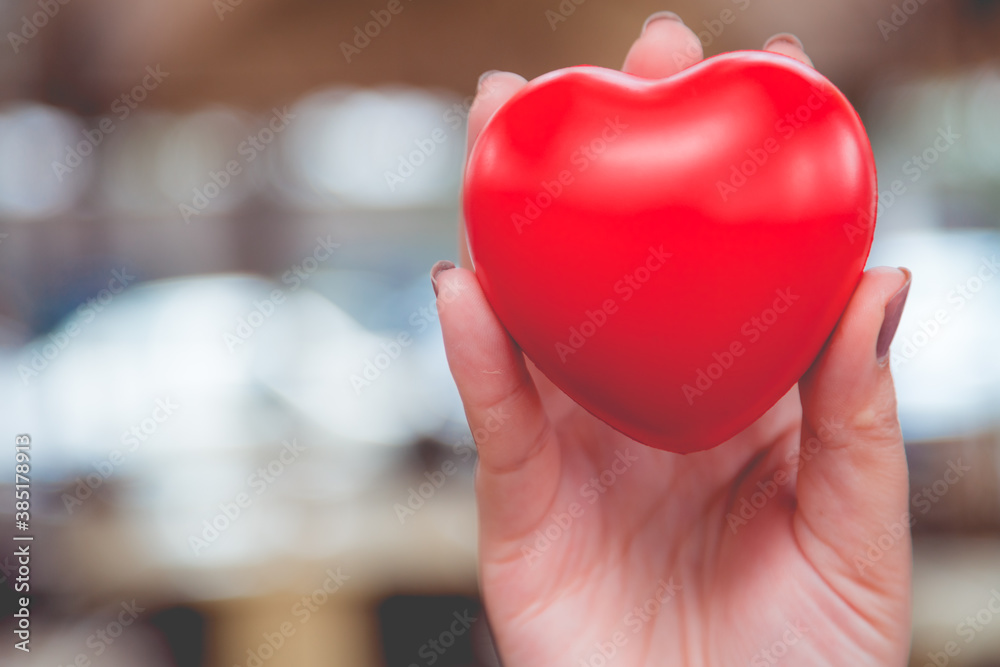 Woman hold red heart Woman hold red heart