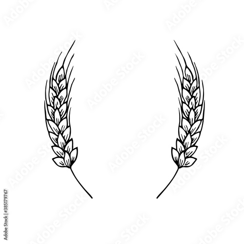 Doodle style two wheat ears, Oktoberfest