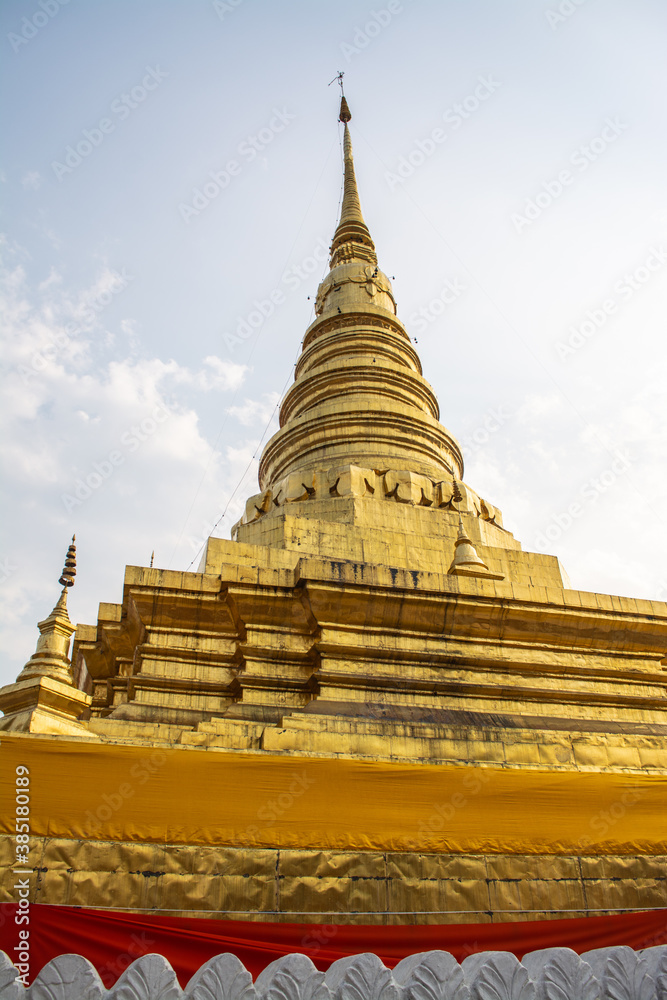 Naklejka premium Within Wat Phra That Chae Haeng that is a royal temple and an ancient sacred temple to worship of Phu Piang District in Nan province of Thailand