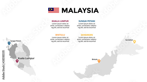 Malaysia vector map infographic template. Slide presentation. Global business marketing concept. Asia country. World transportation geography data. 