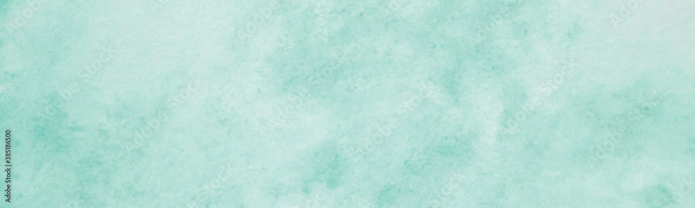 Obraz premium Green mint watercolour background, Sky in watercolour painting soft textured on wet white paper background, Abstract green mint watercolour illustration banner, wallpaper