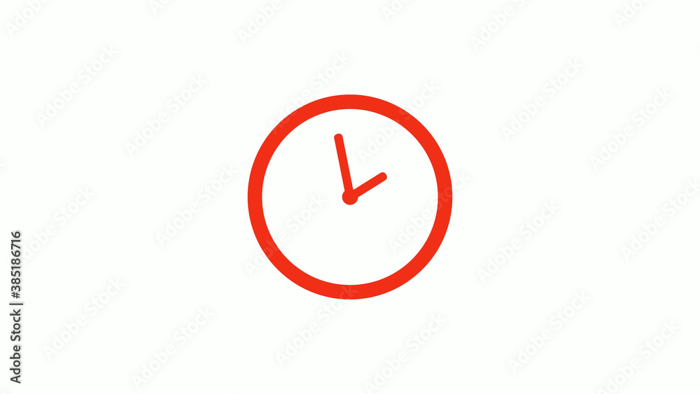 Amazing red color circle clock icon on white background, Red clock icon without trick Amazing red color circle clock icon on white background, Red clock icon without trick