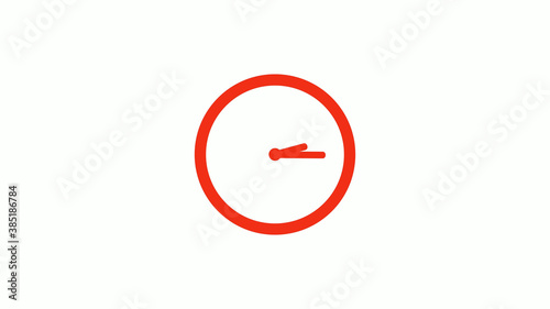 Amazing red color circle clock icon on white background, Red clock icon without trick