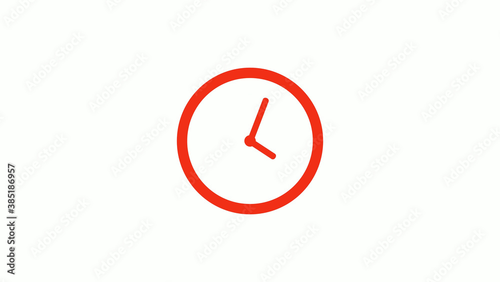 Amazing red color circle clock icon on white background, Red clock icon without trick Amazing red color circle clock icon on white background, Red clock icon without trick