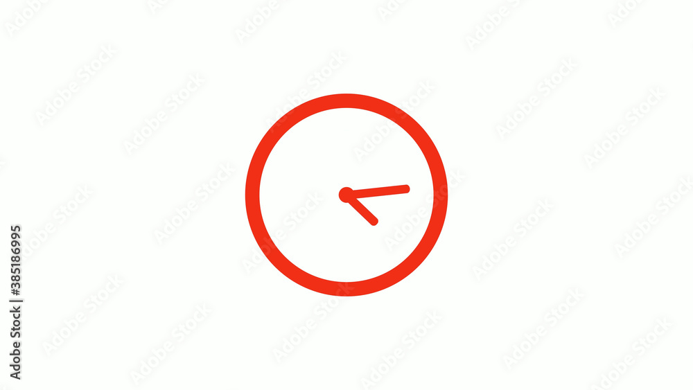 Amazing red color circle clock icon on white background, Red clock icon without trick Amazing red color circle clock icon on white background, Red clock icon without trick