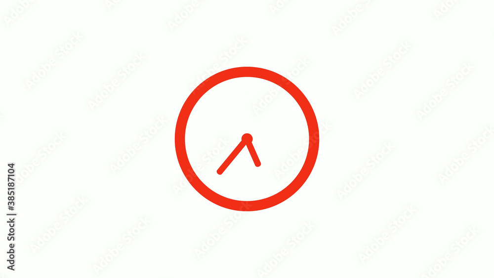 Amazing red color circle clock icon on white background, Red clock icon without trick Amazing red color circle clock icon on white background, Red clock icon without trick