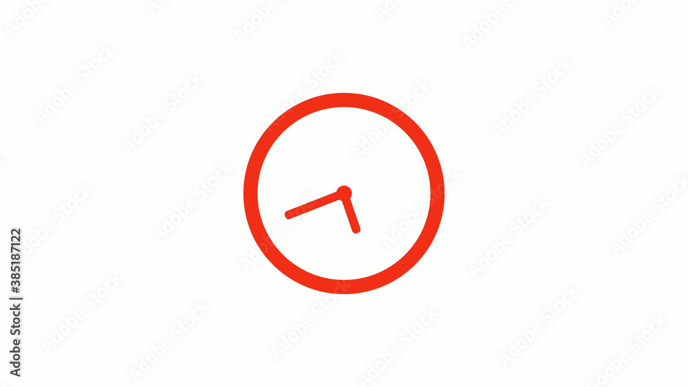 Amazing red color circle clock icon on white background, Red clock icon without trick Amazing red color circle clock icon on white background, Red clock icon without trick