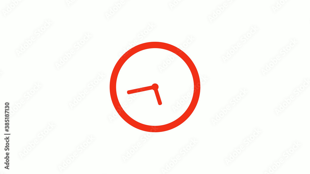 Amazing red color circle clock icon on white background, Red clock icon without trick Amazing red color circle clock icon on white background, Red clock icon without trick