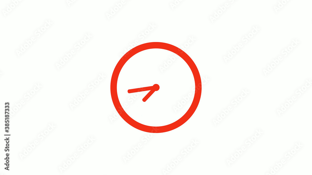 Amazing red color circle clock icon on white background, New clock icon Amazing red color circle clock icon on white background, New clock icon