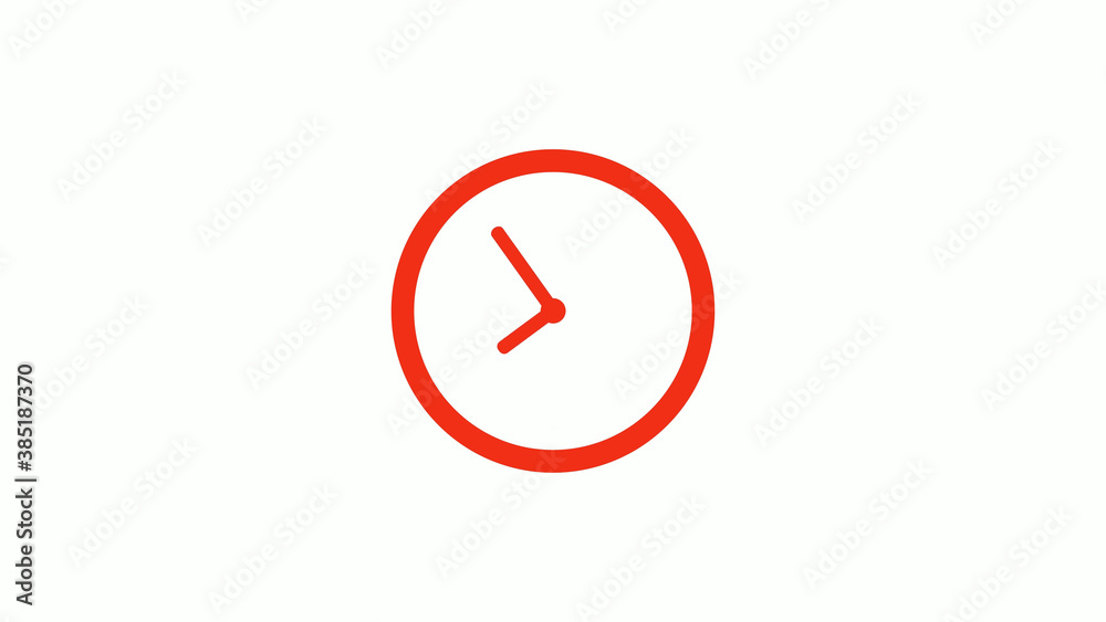 Amazing red color circle clock icon on white background, New clock icon Amazing red color circle clock icon on white background, New clock icon