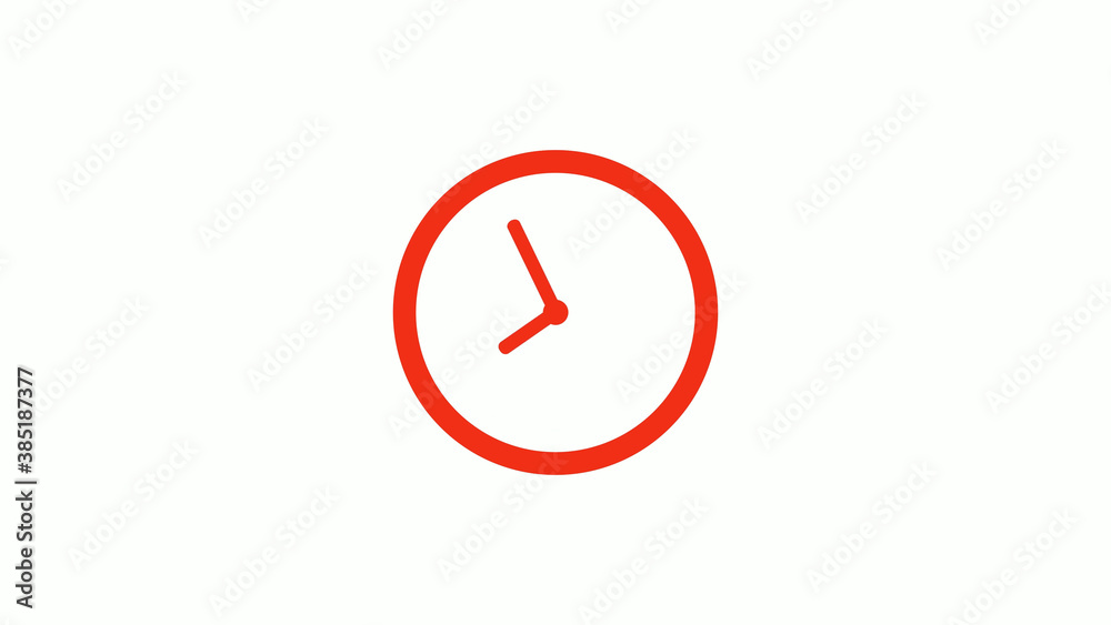 Amazing red color circle clock icon on white background, New clock icon Amazing red color circle clock icon on white background, New clock icon