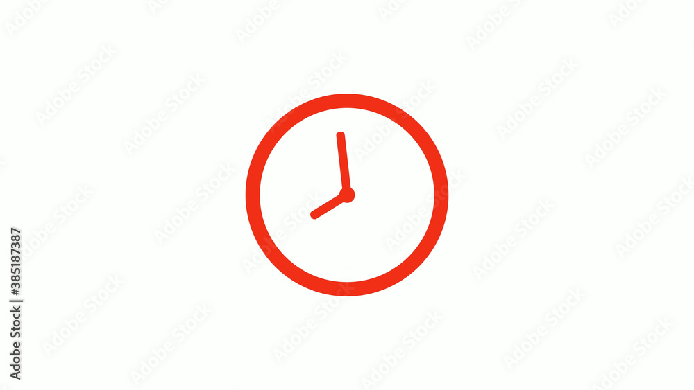 Amazing red color circle clock icon on white background, New clock icon Amazing red color circle clock icon on white background, New clock icon