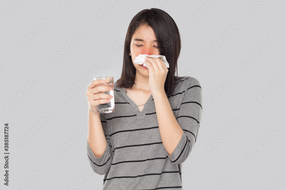 young asian woman feel have fever and sick young asian woman feel have fever and sick