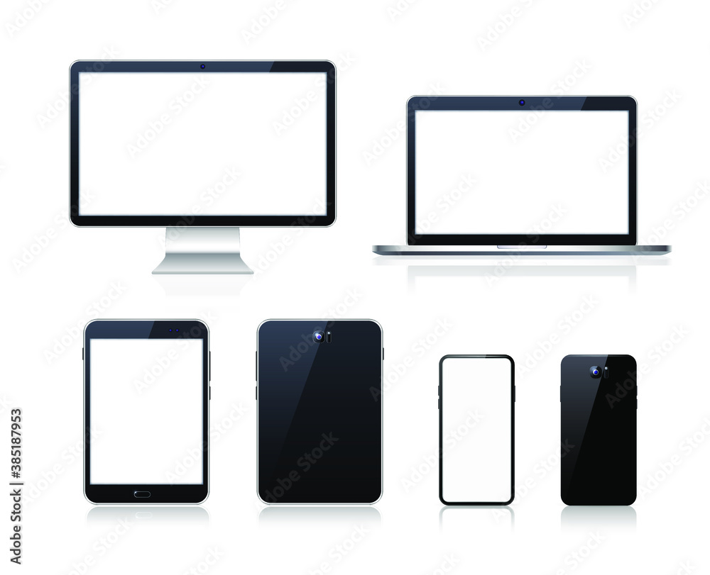 Set of Technological Devices with Blank Screen on White Background . Isolated Vector Elements Set of Technological Devices with Blank Screen on White Background . Isolated Vector Elements