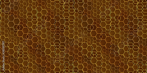 Abstract chaotic honecomb or graphene geometry seamless pattern. 3d illustration.