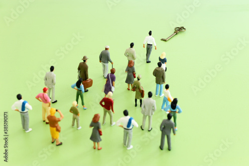 business concept image of people figures over wooden table  human resources and management concept