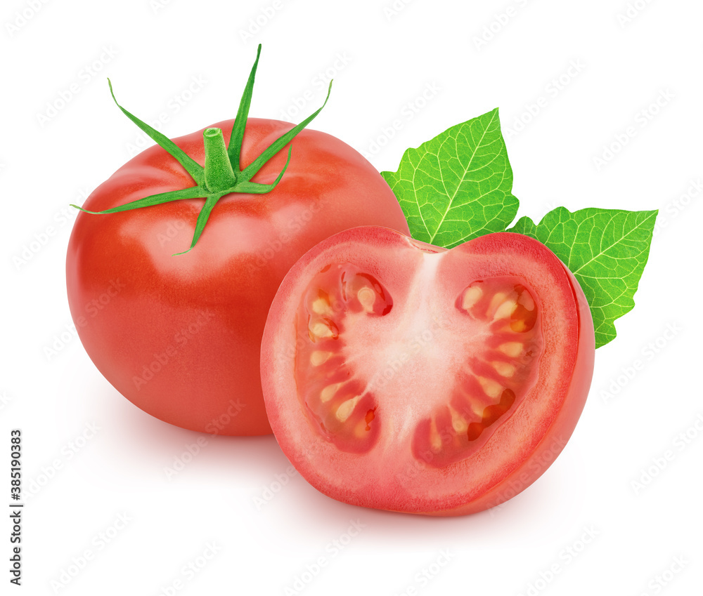 Vegetable composition: tomatoes with leaves on white background. Vegetable composition: tomatoes with leaves on white background.