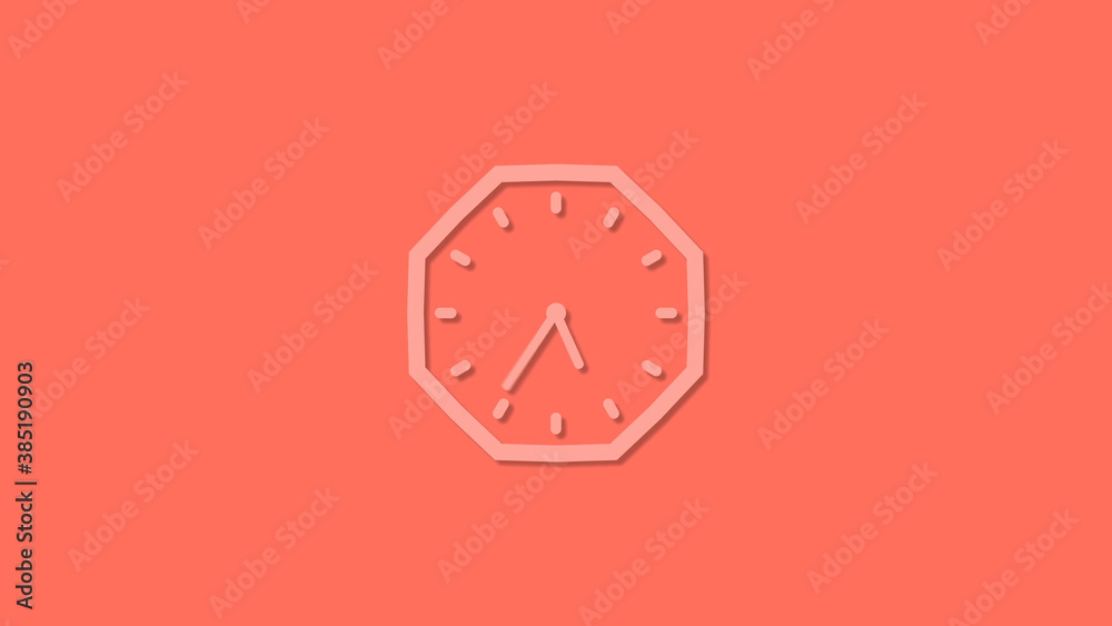 Beautiful 3d 12 hours clock isolated on red background, Clock icon Beautiful 3d 12 hours clock isolated on red background, Clock icon