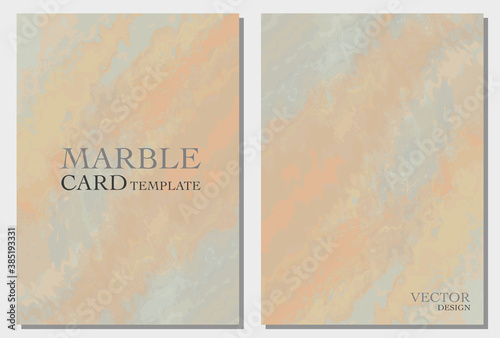 Abstract card template with green and orange marble design background