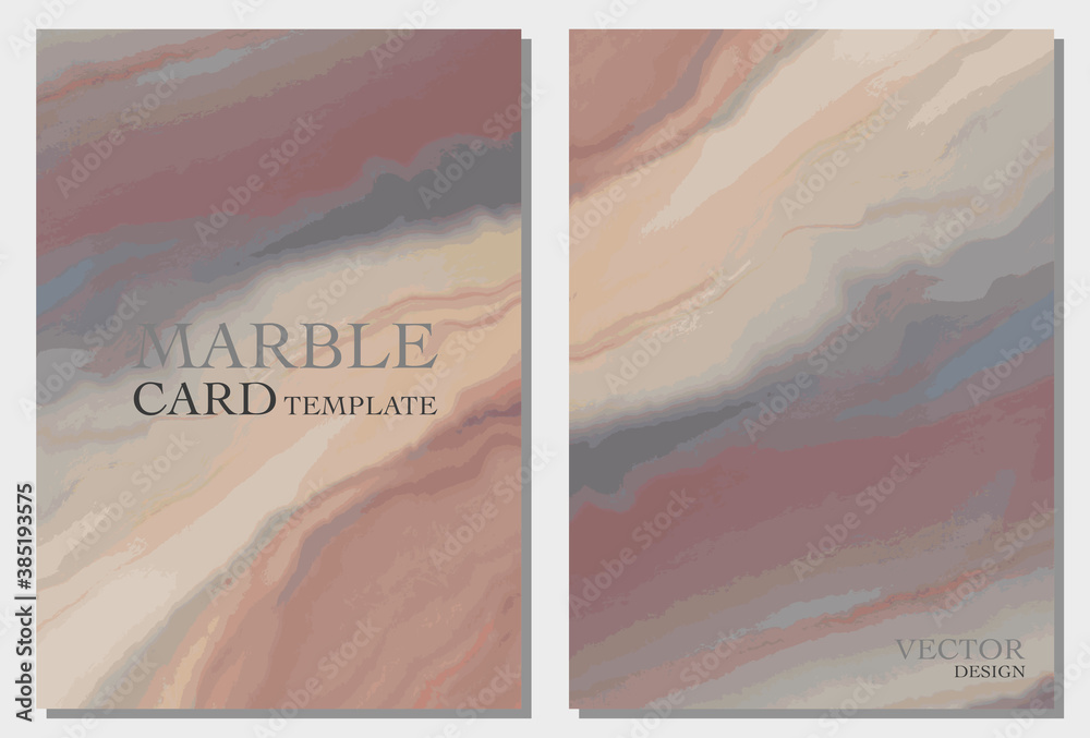 Abstract card template  with red and blue marble design background