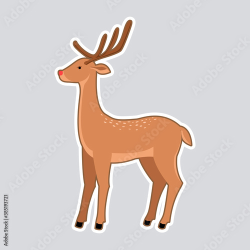 Christmas deer with a red nose. Isolated vector illustration. © Svetlana