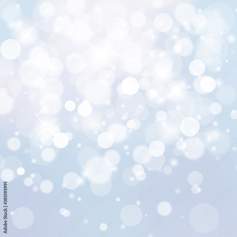 Abstract Christmas background in soft blue color with  bokeh light. Vector Illustration.
