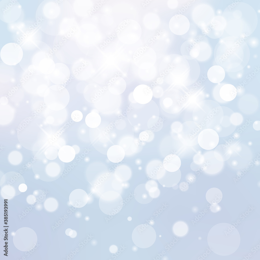 Obraz premium Abstract Christmas background in soft blue color with bokeh light. Vector Illustration.