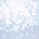 Abstract Christmas background in soft blue color with  bokeh light. Vector Illustration.