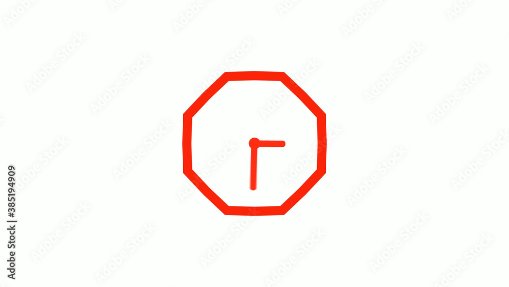 New red color 12 hours counting down clock icon on white background, Red clock icon New red color 12 hours counting down clock icon on white background, Red clock icon