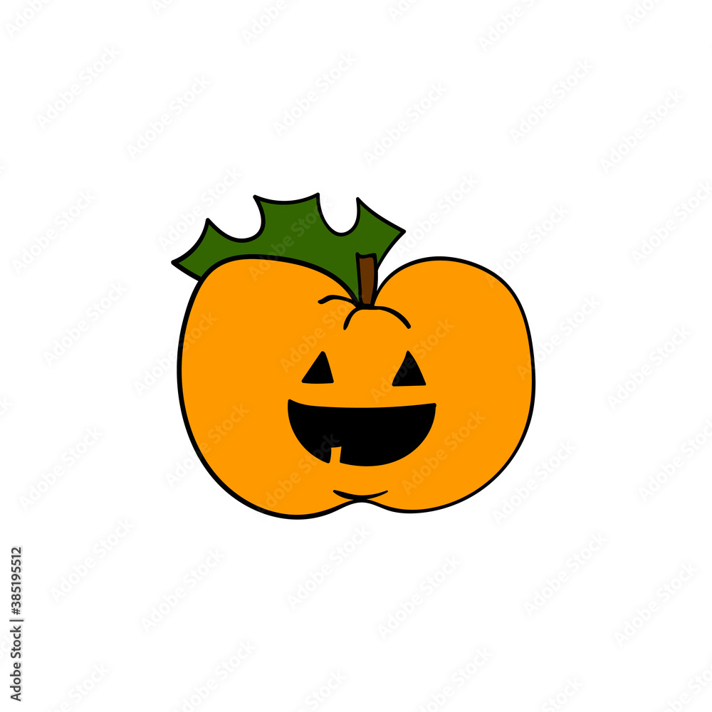 Funny character. Cute Halloween orange pumpkin.