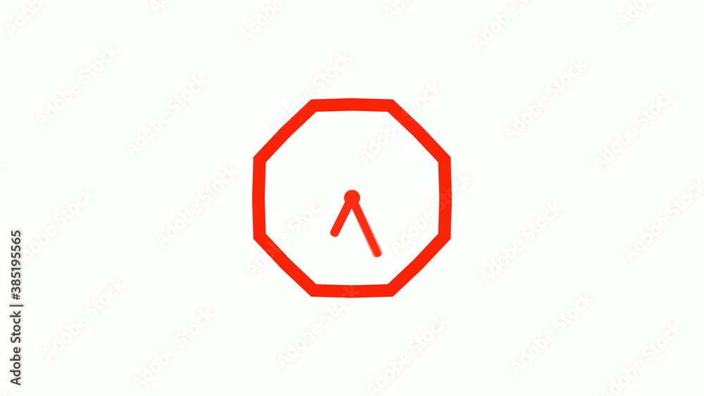 New red color counting down clock icon on white background, 12 hours clock icon New red color counting down clock icon on white background, 12 hours clock icon