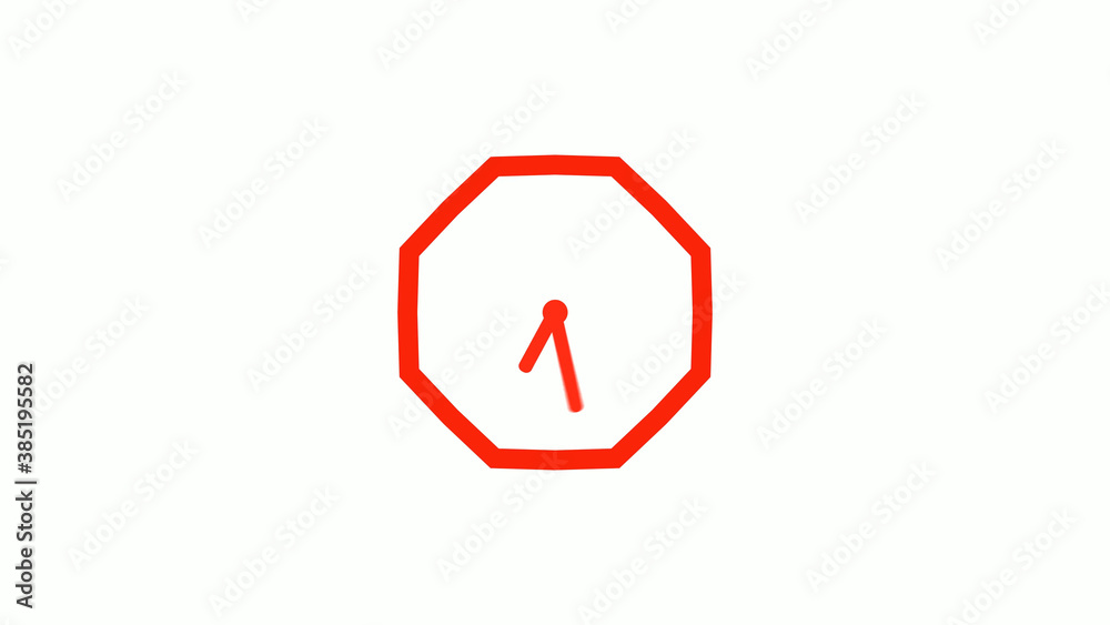 New red color counting down clock icon on white background, 12 hours clock icon New red color counting down clock icon on white background, 12 hours clock icon