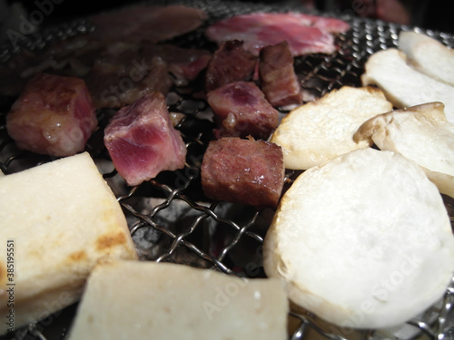 Close up shot of Korean style barbecue photo