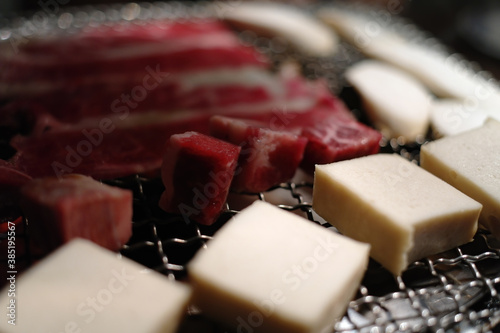 Close up shot of Korean style barbecue photo