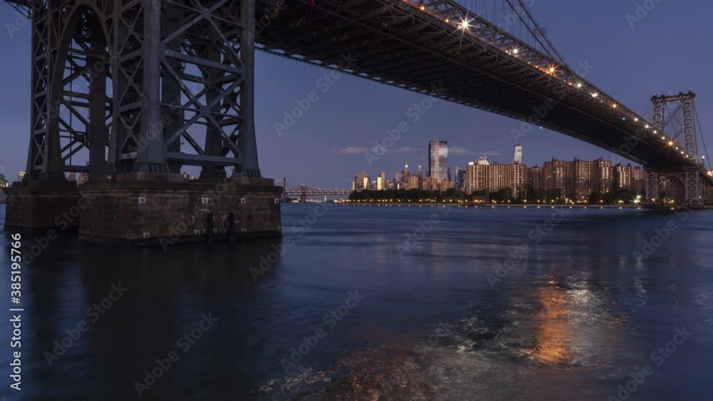 Williamsburg bridge view in night to day time lapse Williamsburg bridge view in night to day time lapse