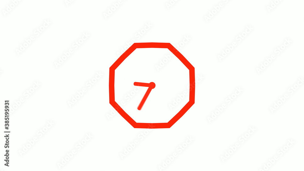 New red color counting down clock icon on white background, 12 hours clock icon New red color counting down clock icon on white background, 12 hours clock icon