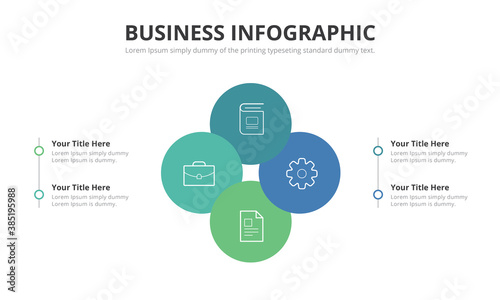 Business infographics Circle with 4 steps, Vector template.