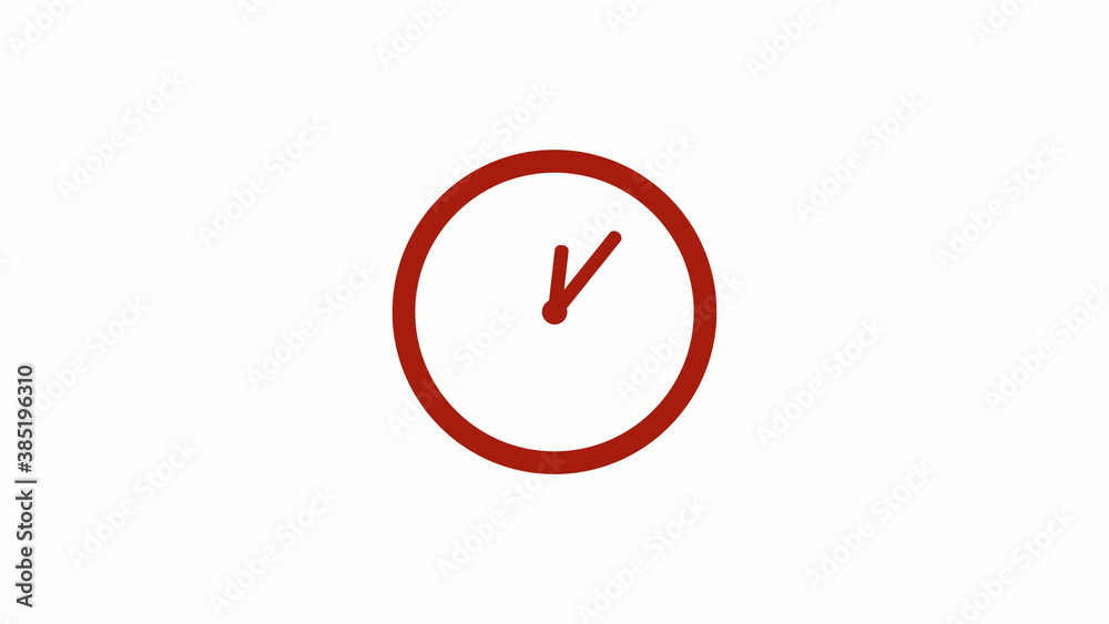 Red dark circle 12 hours counting down clock icon on white background, red clock icon Red dark circle 12 hours counting down clock icon on white background, red clock icon
