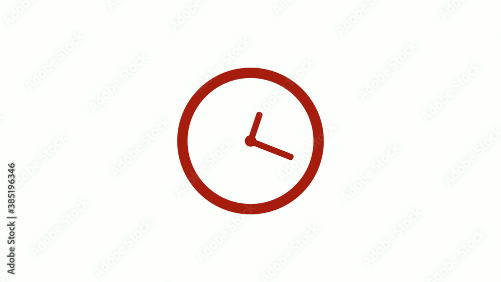 Red dark circle 12 hours counting down clock icon on white background, red clock icon Red dark circle 12 hours counting down clock icon on white background, red clock icon