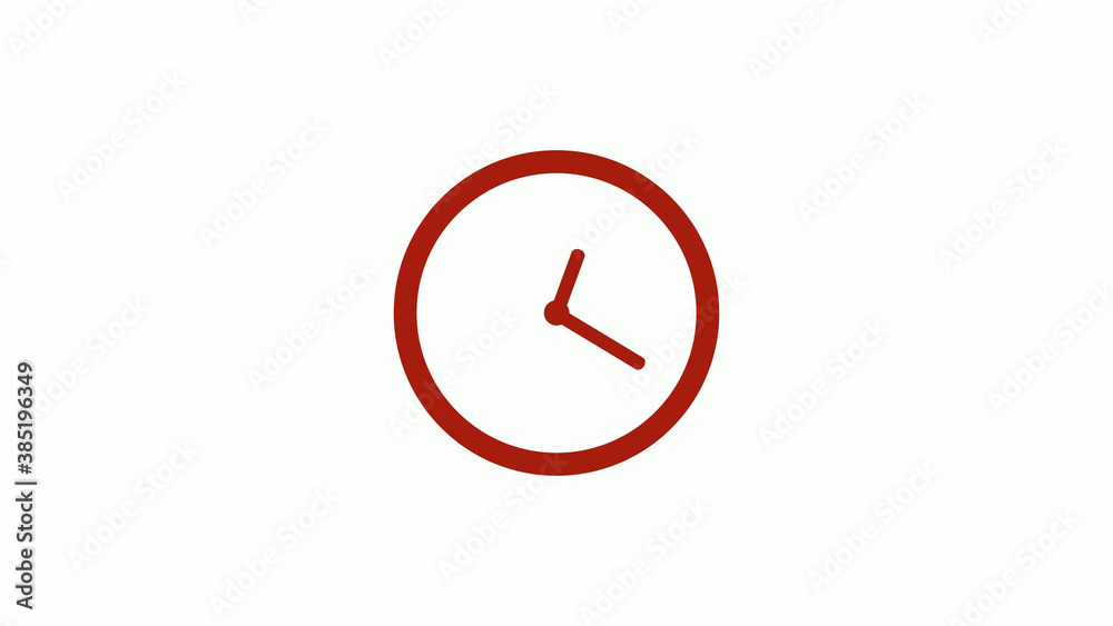 Red dark circle 12 hours counting down clock icon on white background, red clock icon Red dark circle 12 hours counting down clock icon on white background, red clock icon