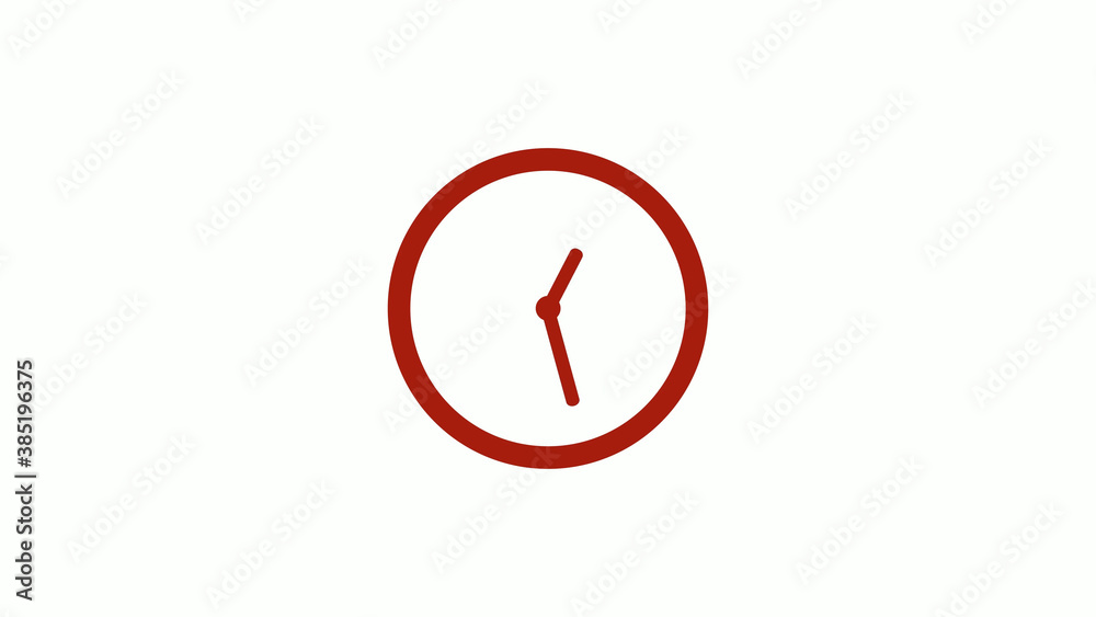 Red dark circle 12 hours counting down clock icon on white background, red clock icon Red dark circle 12 hours counting down clock icon on white background, red clock icon