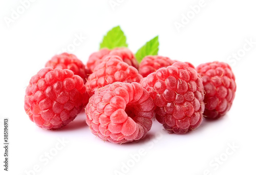 Sweet raspberry with leaves