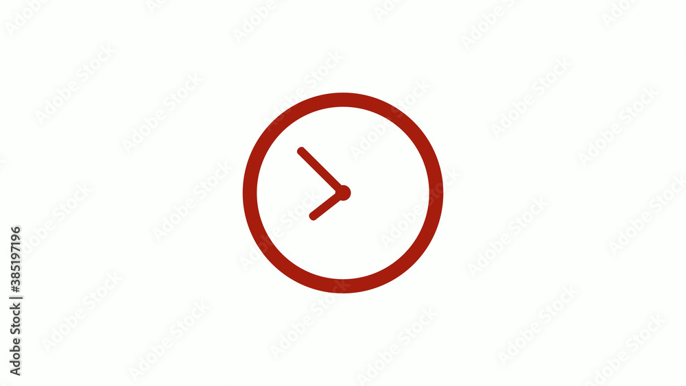 Amazing red color 12 hours counting down clock icon on white background, Clock icon, Circle clock icon Amazing red color 12 hours counting down clock icon on white background, Clock icon, Circle clock icon