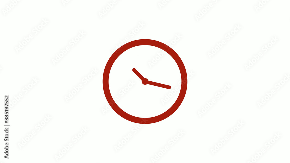 New red color 12 hours clock icon on white background, New red color clock icon New red color 12 hours clock icon on white background, New red color clock icon