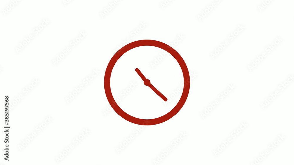 New red color 12 hours clock icon on white background, New red color clock icon New red color 12 hours clock icon on white background, New red color clock icon