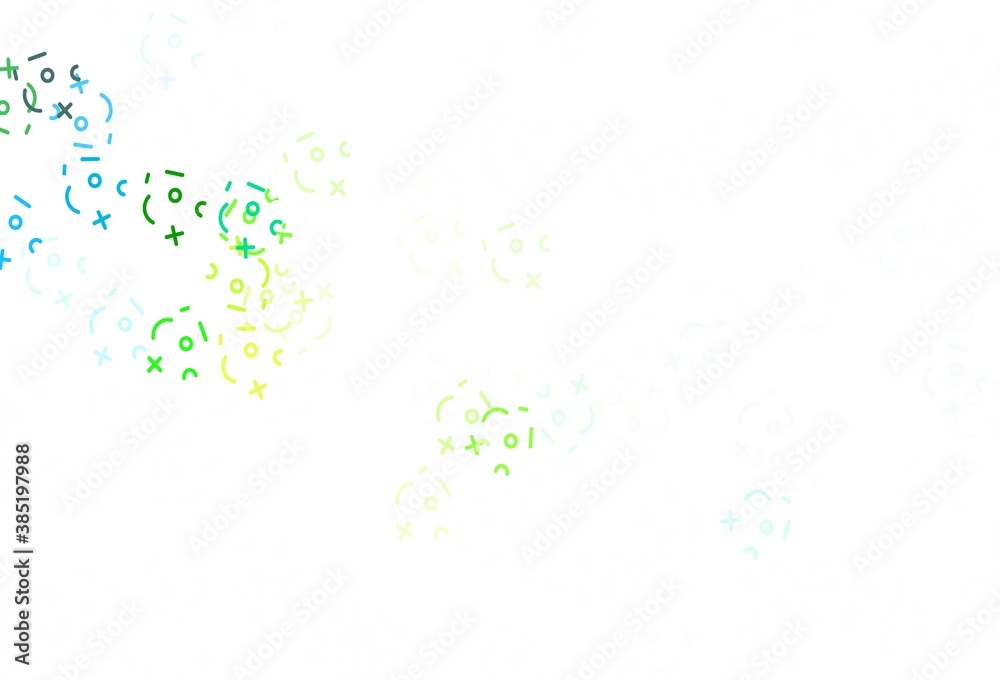 Light Green, Yellow vector texture with mathematic symbols. Light Green, Yellow vector texture with mathematic symbols.