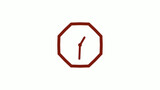 New red dark 12 hours clock icon on white background, New clock icon